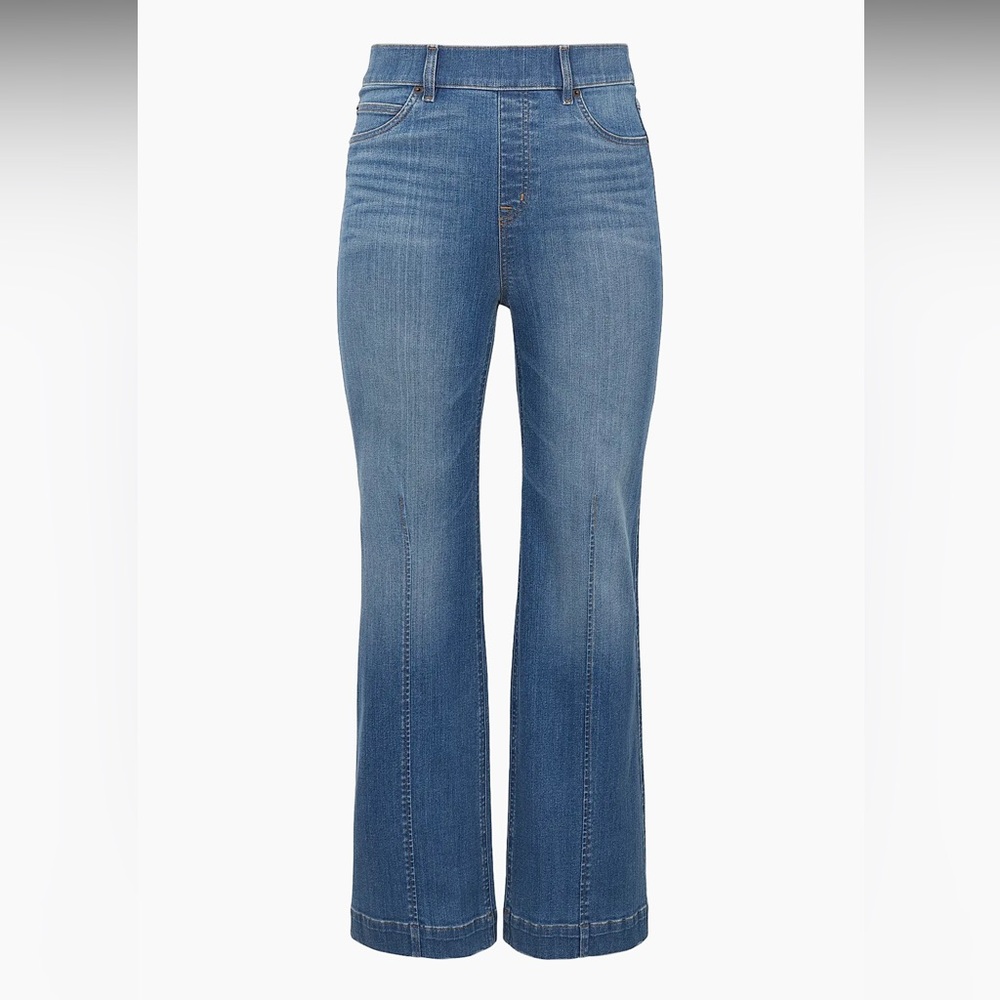 SPANX Wide Leg Denim Jumpsuit Pants - Blue - Picture 2 of 5